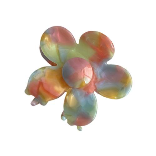 Fermagli con artiglio per capelli, Foglio di acetato, Fiore, gioielli di moda, multi-colore, 65x55mm, Venduto da PC