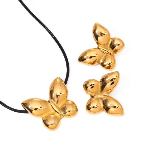 Fashion Stainless Steel Jewelry Sets 304 Stainless Steel with Wax Cord gold color plated fashion jewelry golden Sold By PC