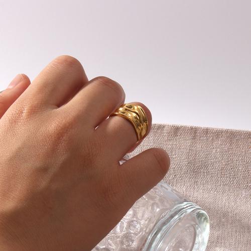 Vinger Ring in edelstaal, 304 roestvrij staal, gold plated, mode sieraden & verschillende grootte voor keus, gouden, Verkocht door PC