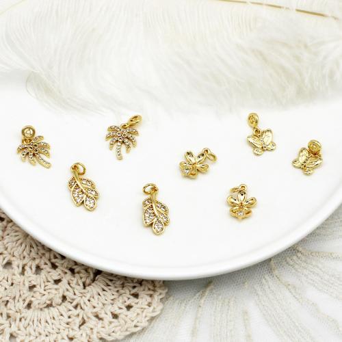 Cubic Zirconia Micro Pave Brass Pendant plated DIY & micro pave cubic zirconia golden Sold By PC