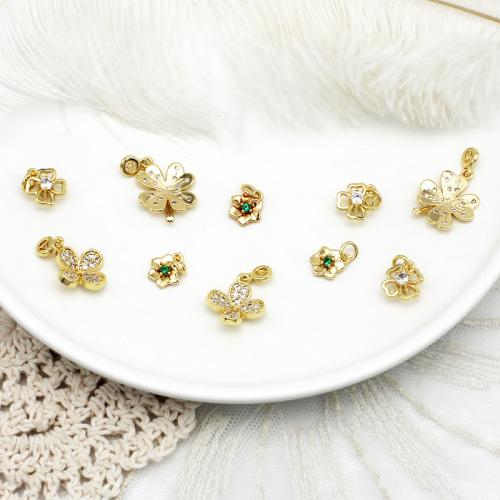 Cubic Zirconia Micro Pave Brass Pendant plated DIY & micro pave cubic zirconia golden Sold By PC