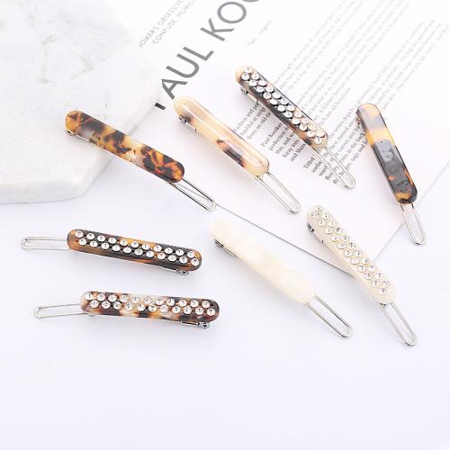 Hair Clip Zinc Alloy with Acetate Carved & for woman & with rhinestone Sold By PC