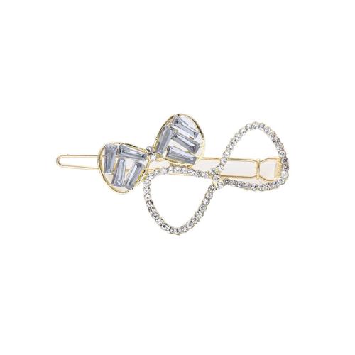 Hair Clip Zinc Alloy for woman & with rhinestone golden Sold By PC