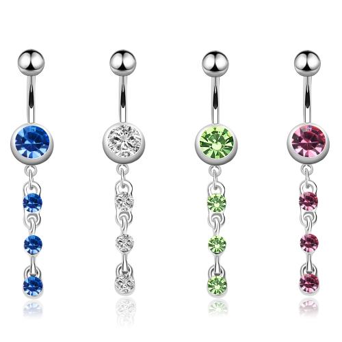 Rustfrit stål Belly Ring, 316L Stainless Steel, Unisex & Micro Pave cubic zirconia, flere farver til valg, Solgt af PC