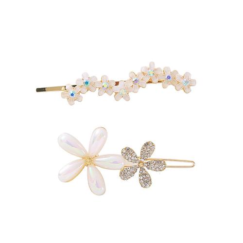 Hair Clip Zinc Alloy with Cats Eye plated & for woman & with rhinestone golden Sold By PC