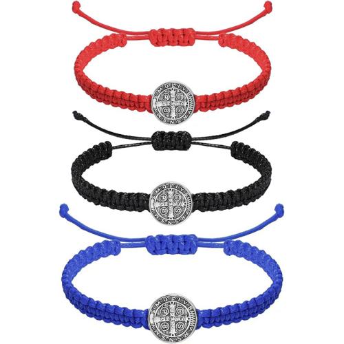 Sinc Alloy Bracelet, le Snáithín Cadáis, unisex, dathanna níos mó le haghaidh rogha, Fad Thart 16-27 cm, Díolta De réir PC