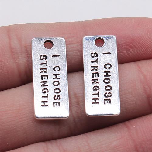 Zinc Alloy Pendants, Rectangle, antique silver color plated, DIY, 10x25mm, Sold By PC