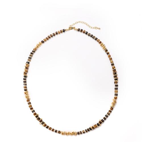 Gemstone smycken halsband, Tiger Eye, för kvinna, blandade färger, Längd 50 cm, Säljs av PC