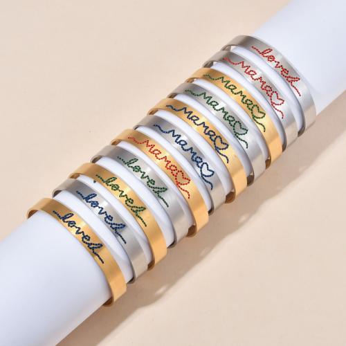 Stainless Steel Bangle 304 Stainless Steel with Cotton Thread Vacuum Ion Plating Unisex Length 14-19 cm Sold By PC