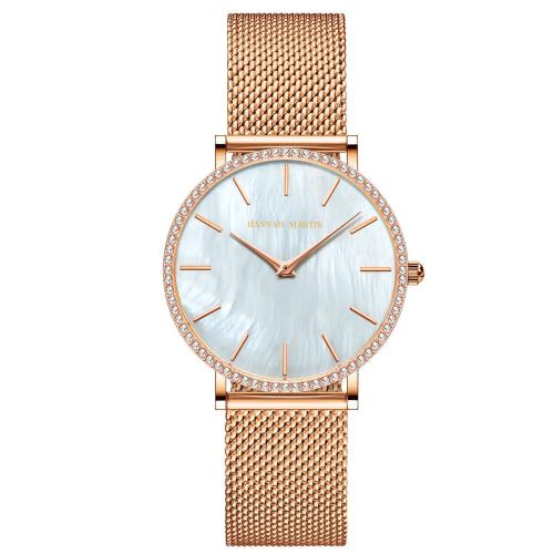 Aço inoxidável 304 pulseira relógio, with vidro, Roda, banhado, Resistente à água da vida & para mulher & com strass, Mais cores pare escolha, comprimento Aprox 20-24 cm, vendido por PC