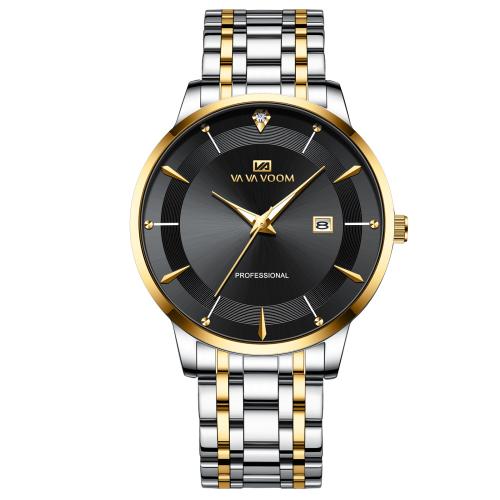 Zinc Alloy Watch Bracelet with Glass & 304 Stainless Steel Round plated Life water resistant & with single calendar & for man & luminated & with rhinestone Length Approx 22 cm Sold By PC