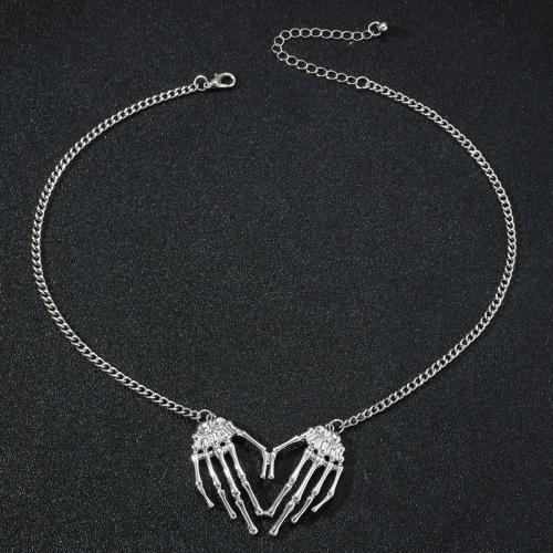 Halloween Necklace Zinc Alloy with Iron Halloween Design & fashion jewelry & for woman & with rhinestone silver color Sold By PC