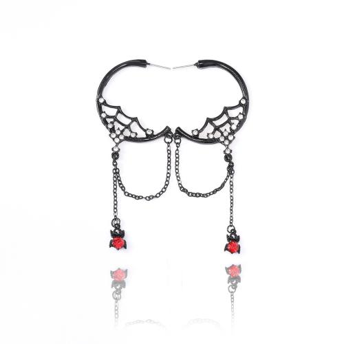 Nieuwe Hot Halloween sieraden en Decor, Zinc Alloy, Halloween ontwerp & mode sieraden & voor vrouw & met strass, zwart, 89x35mm, Verkocht door pair