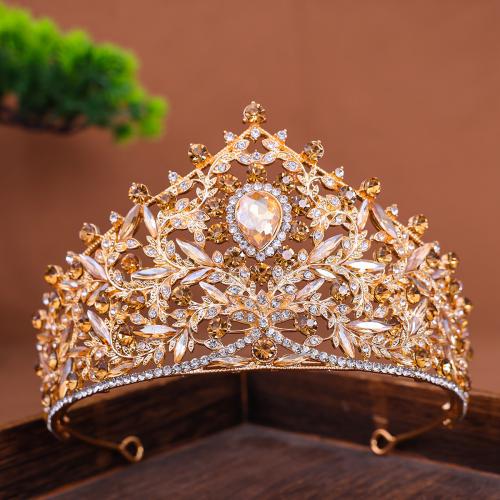 Tiaras, liga de zinco, para noivas & para mulher & com strass, Mais cores pare escolha, 170x90mm, vendido por PC