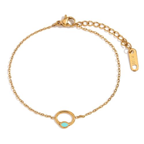 Stainless Steel Jewelry Bracelet 304 Stainless Steel with 3cm extender chain 18K gold plated fashion jewelry & for woman & enamel golden Length Approx 16 cm Sold By PC