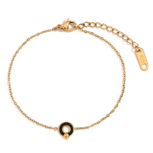 Roestvrij staal armbanden, 304 roestvrij staal, met 3cm extender keten, 18K verguld, mode sieraden & voor vrouw & glazuur, gouden, Lengte Ca 16 cm, Verkocht door PC