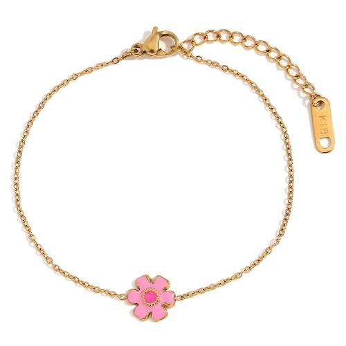 Bracciale gioielli in acciaio inossidabile, 304 acciaio inox, with 3cm extender chain, Placcato oro 18K, gioielli di moda & per la donna & smalto, dorato, Lunghezza Appross. 16 cm, Venduto da PC