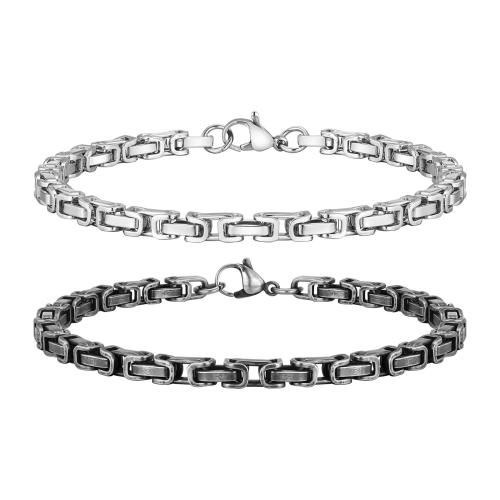 Bijoux bracelet en acier inoxydable, Acier inoxydable 304, bijoux de mode & pour homme, plus de couleurs à choisir, 4mm, Longueur Environ 21 cm, Vendu par PC