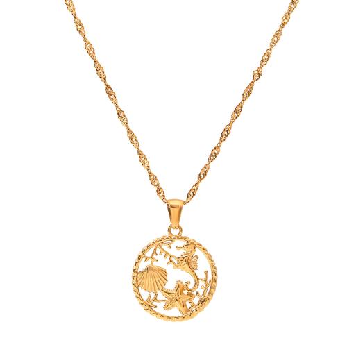 Stainless Steel Jewelry Necklace 304 Stainless Steel with 5cm extender chain 18K gold plated fashion jewelry & for woman golden 23mm Length Approx 45 cm Sold By PC