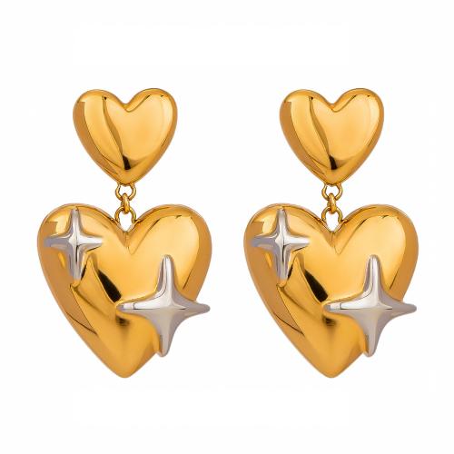 Stainless Steel Drop Earring 304 Stainless Steel Heart Vacuum Ion Plating fashion jewelry & for woman Sold By Pair