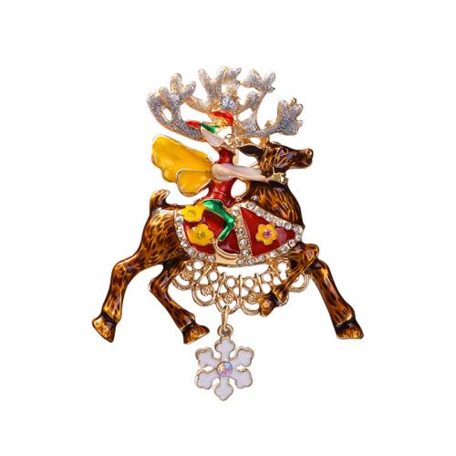 Zinc Alloy Brooches Deer for woman & enamel & with rhinestone Sold By PC