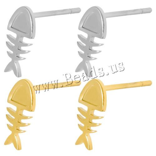 Stainless Steel Stud Earrings 304 Stainless Steel Fish Bone Vacuum Ion Plating fashion jewelry & for woman Sold By Pair