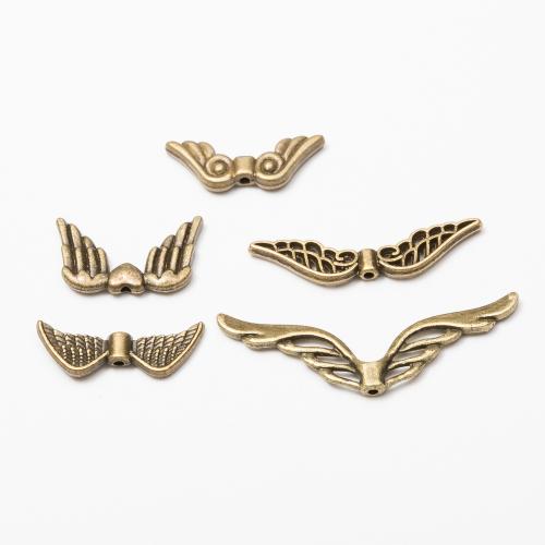 Zinc Alloy šperky Korálky, Zinek, Wing Shape, starožitné bronzové barvy á, DIY & různé velikosti pro výběr, více barev na výběr, nikl, olovo a kadmium zdarma, Cca 100PC/Bag, Prodáno By Bag