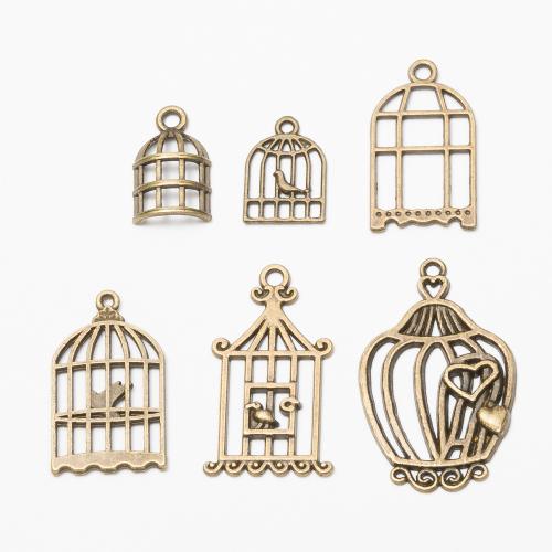 Pendentifs en alliage de zinc, cage, Plaqué de couleur de bronze antique, DIY & normes différentes pour le choix, plus de couleurs à choisir, protéger l'environnement, sans nickel, plomb et cadmium, Environ 100PC/sac, Vendu par sac