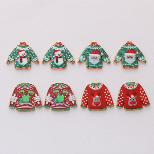 Zink Alloy Christmas Hängen, Plagg, guldfärg pläterade, skriva ut & DIY & olika mönster för val, fler färger för val, nickel, bly och kadmium gratis, 23x20mm, Ca 100PC/Bag, Säljs av Bag