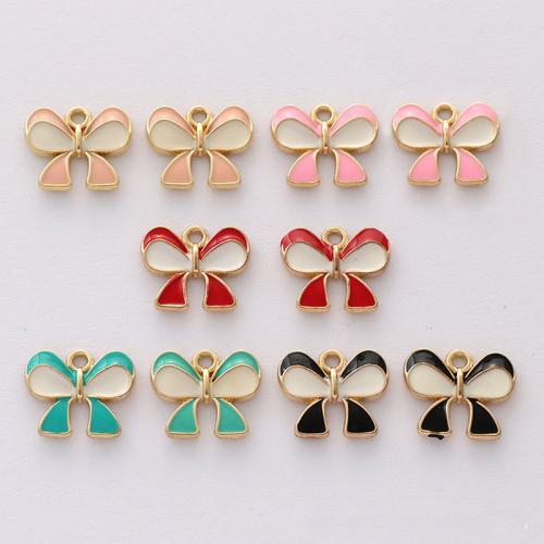 Zinc Alloy Enamel Pendants Bowknot gold color plated DIY nickel lead & cadmium free Approx Sold By Bag