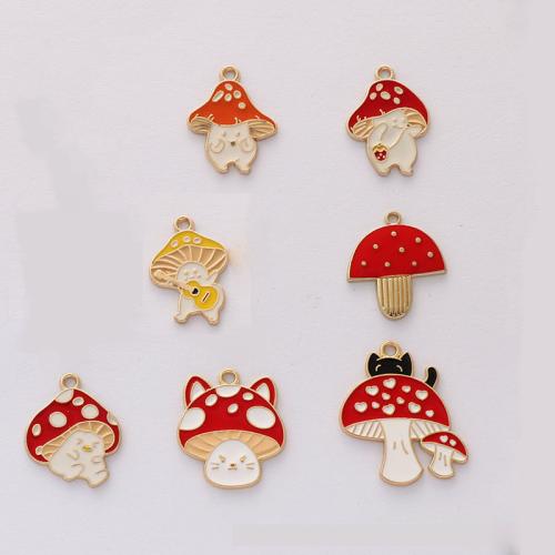 Zinc Alloy Enamel Pendants mushroom gold color plated DIY nickel lead & cadmium free Approx Sold By Bag