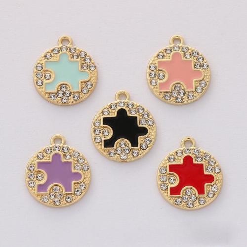 Zinc Alloy Enamel Pendants gold color plated DIY nickel lead & cadmium free Approx Sold By Bag