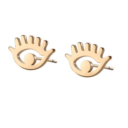 Roestvrij staal Stud Earrings, 304 roestvrij staal, Boze oog, mode sieraden & voor vrouw, meer kleuren voor de keuze, 12x7.60mm, Verkocht door pair