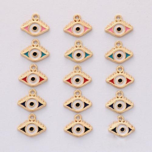 Zinc Alloy Enamel Pendants Evil Eye gold color plated DIY nickel lead & cadmium free Approx Sold By Bag