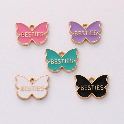 Zinc Alloy Enamel Pendants Butterfly gold color plated DIY nickel lead & cadmium free Approx Sold By Bag