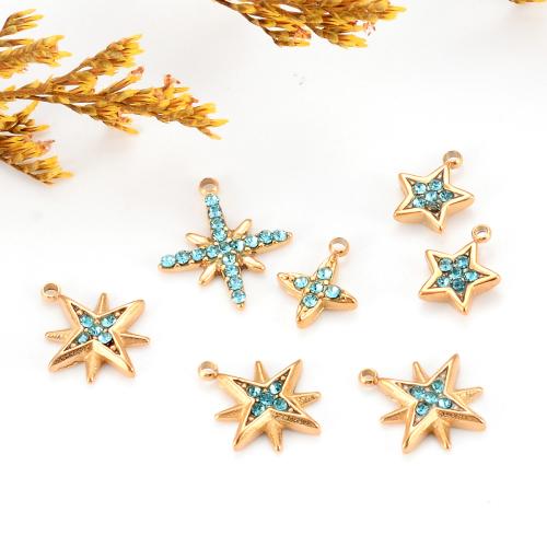 Stainless Steel Pendants 304 Stainless Steel gold color plated DIY & with rhinestone Sold By Bag