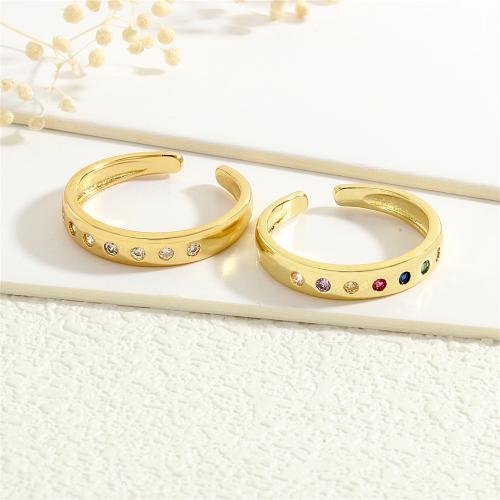 Cúbicos Circonia Micro Pave anillo de latón, metal, chapado en color dorado, micro arcilla de zirconia cúbica & para mujer, más colores para la opción, libre de níquel, plomo & cadmio, Vendido por UD