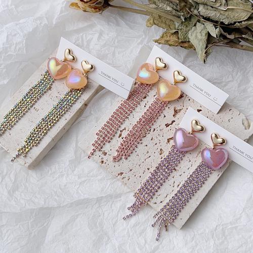 Boucles d'oreilles en alliage de zinc, avec Acrylique, Placage, bijoux de mode & avec strass, plus de couleurs à choisir, protéger l'environnement, sans nickel, plomb et cadmium, 20x100mm, Vendu par paire