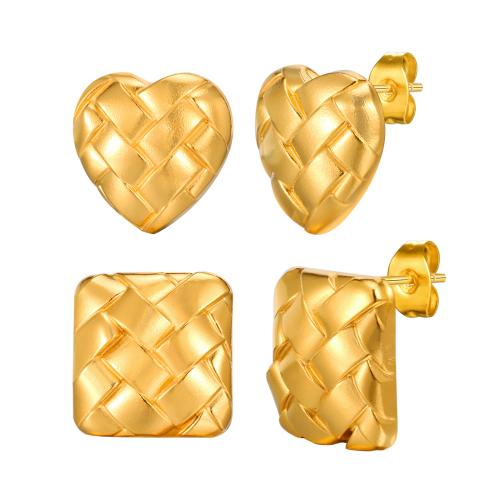 Roestvrij staal Stud Earrings, 304 roestvrij staal, gold plated, mode sieraden & verschillende stijlen voor de keuze & voor vrouw, Verkocht door pair