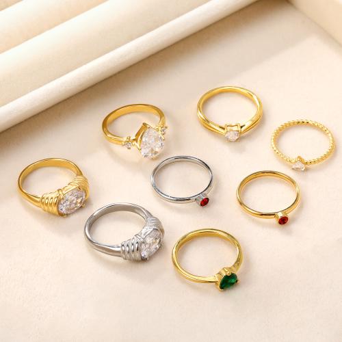 Rhinestone Stainless Steel Finger Ring 304 Stainless Steel plated fashion jewelry & for woman & with rhinestone Sold By PC