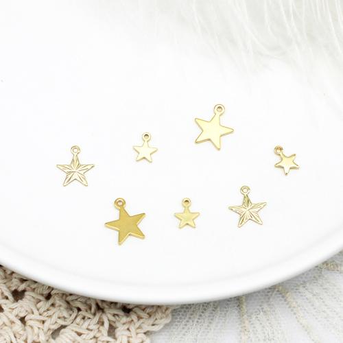 Brass Jewelry Pendants Star plated DIY  golden Sold By Bag