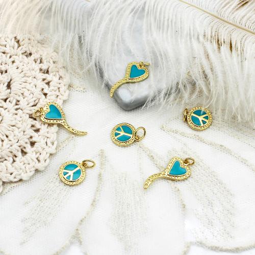 Brass Jewelry Pendants plated DIY & enamel golden Sold By PC