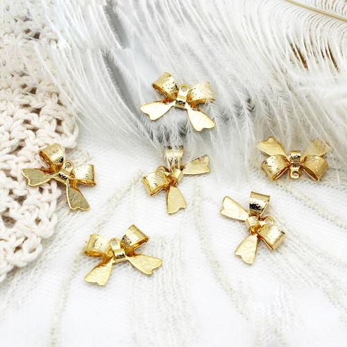 Brass Jewelry Pendants Bowknot plated DIY golden Sold By Bag