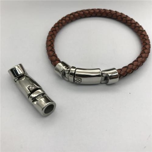 Stainless Steel Leather Cord Clasp 304 Stainless Steel plated DIY original color Sold By PC