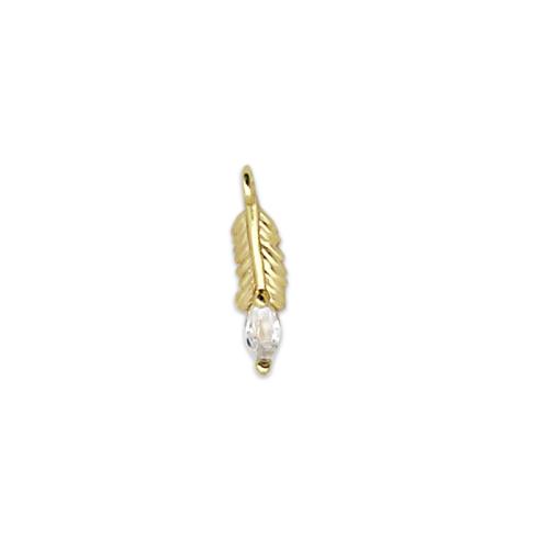 Cubic Zirconia Micro Pave Brass Pendant Feather plated DIY & micro pave cubic zirconia golden Sold By PC