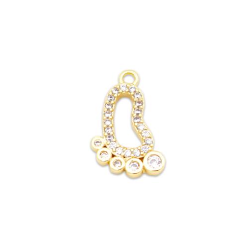 Cubic Zirconia Micro Pave Brass Pendant Foot plated DIY & micro pave cubic zirconia golden Sold By PC