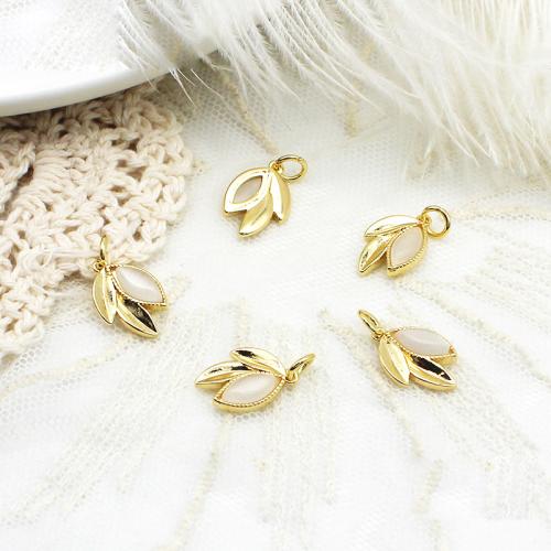 Brass Jewelry Pendants with Cats Eye plated DIY golden Sold By PC