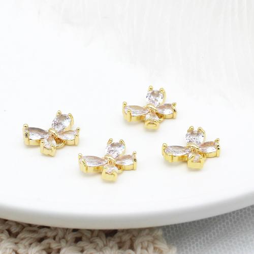 Cubic Zirconia Micro Pave Latão Connector, cobre, Borboleta, banhado, DIY & micro pavimento em zircônia cúbica, dourado, vendido por PC