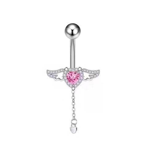 Brass Belly Ring   Unisex & micro pave cubic zirconia Sold By PC