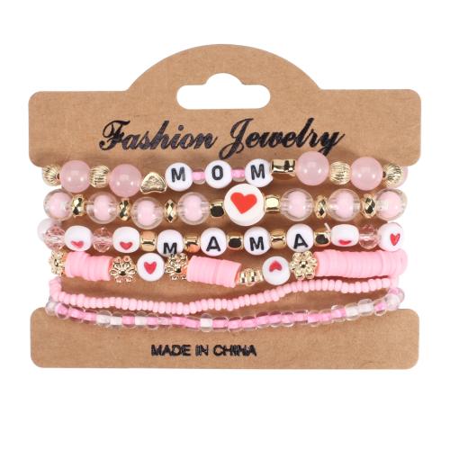 Pulseira de liga de zinco, with argila de polímero & cristal & vidro & Concha de resina & acrilico, Vario tipos a sua escolha & para mulher & esmalte & com strass, Mais cores pare escolha, comprimento Aprox 16 cm, vendido por Defina